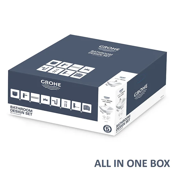 Grohe Euro Ceramic 600mm Complete Basin Package (Cosmo Smart Tap + Waste Included)