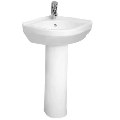 VitrA - S50 Round Corner Basin And Pedestal - 1 Tap Hole