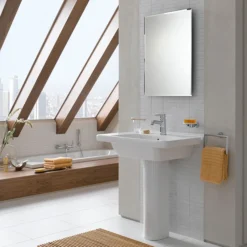 VitrA - S50 Square Washbasin & Pedestal - 1 Tap Hole - Various Size Options