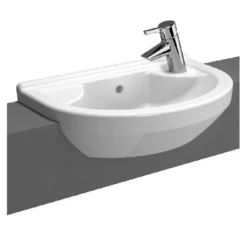 VitrA - S50 Round Compact Semi-Recessed Basin - Left Or Right Hand Tap Hole Option