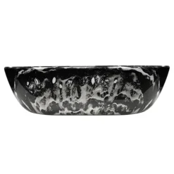 Arezzo 455 X 325mm Curved Rectangular Counter Top Basin - Gloss Black Marble Effect