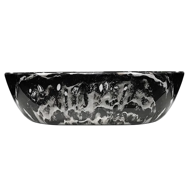 Arezzo 455 X 325mm Curved Rectangular Counter Top Basin - Gloss Black Marble Effect
