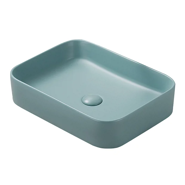 Arezzo 500 X 370mm Curved Rectangular Counter Top Basin - Matt Green - Image 3
