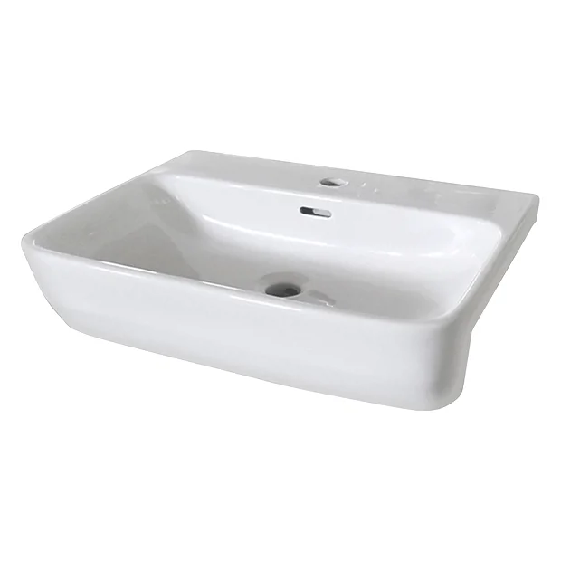 Arezzo 565mm Curved Semi-Recessed Basin - Gloss White