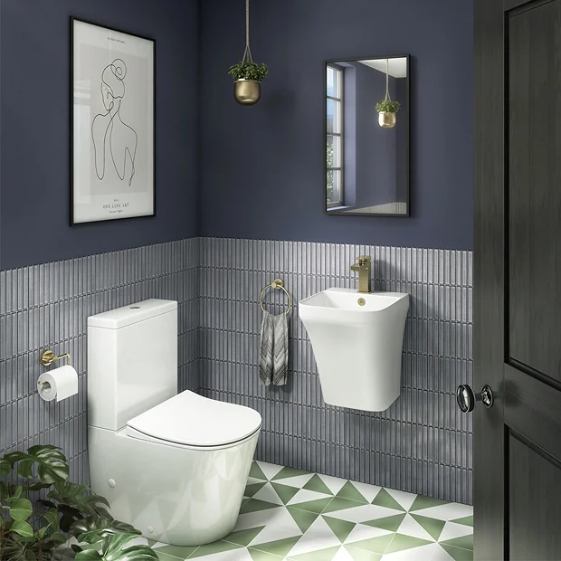 Arezzo Square Matt White Ceramic One Piece Wall Hung Basin 1TH - 365mm Wide - Image 4