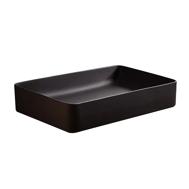 Arezzo Matt Black Slim Rectangular Counter Top Basin (605 X 355mm)