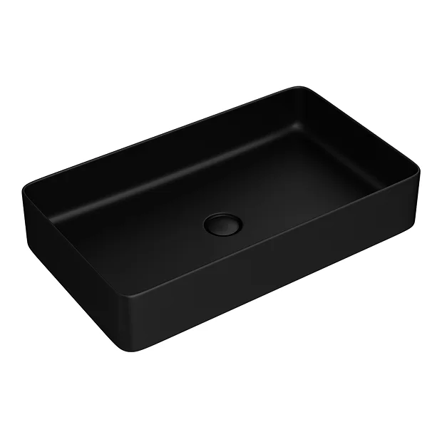 Arezzo Matt Black Slim Rectangular Counter Top Basin (605 X 355mm) - Image 2