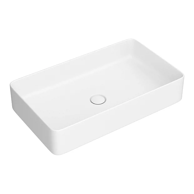 Arezzo Matt White Slim Rectangular Counter Top Basin (605 X 355mm)