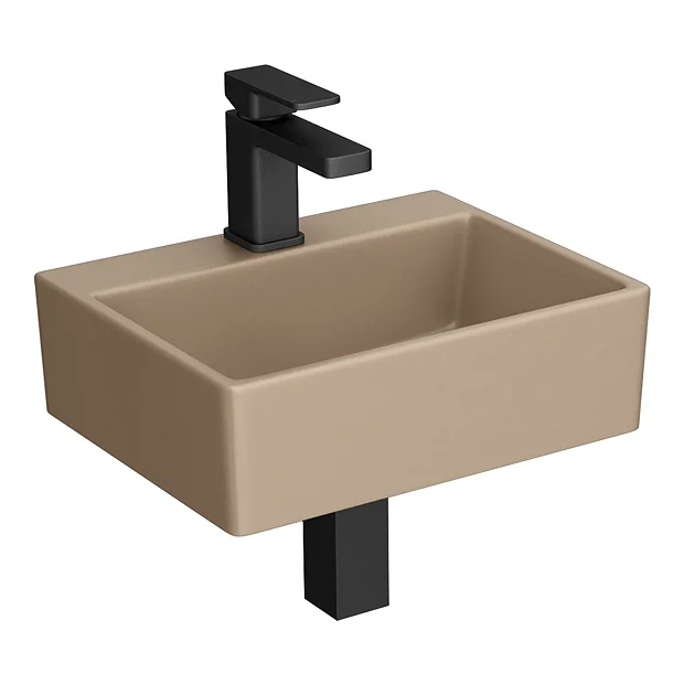 Arezzo 385mm Matt Cappuccino Square Wall Mounted / Counter Top Basin - Image 2
