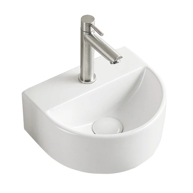 Arezzo Matt White Round Wall Hung Cloakroom Basin 1TH (303 X 255mm)