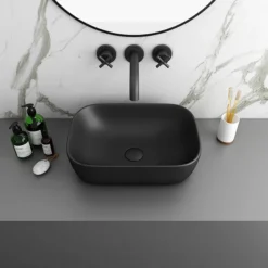 Arezzo 460 X 325mm Matt Black Coloured Curved Rectangular Counter Top Basin