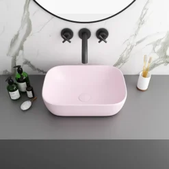 Arezzo 455 X 325mm Matt Pink Curved Rectangular Counter Top Basin