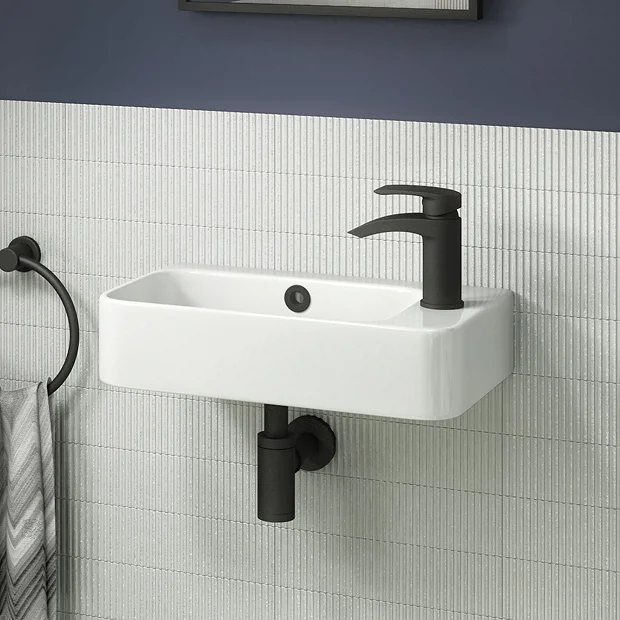 Arezzo 455 X 270mm Curved Offset Wall Hung 1TH Cloakroom Basin - Image 3