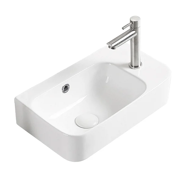 Arezzo 455 X 270mm Curved Offset Wall Hung 1TH Cloakroom Basin - Image 5