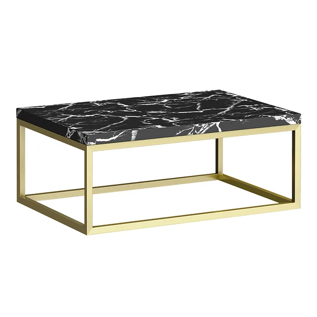 Arezzo 700 Black Marble Effect Worktop With Brushed Brass Wall Mounted Frame - Image 2
