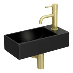 Arezzo 410 X 210mm Square Wall Hung Cloakroom Basin - Matt Black
