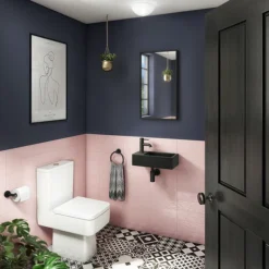 Arezzo 410 X 210 Square Wall Hung Basin With Tap Package (Matt Black)