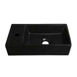 Arezzo Matt Black Compact Rectangular Counter Top Ceramic Basin (410 X 220mm)