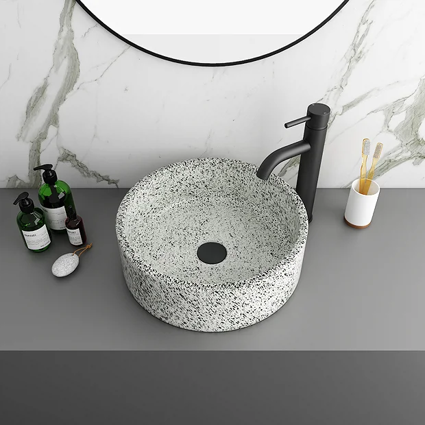 Arezzo Speckled Stone Effect Round Counter Top Basin - 410mm Diameter - Image 2