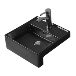 Arezzo 410mm Square Semi-Recessed Basin - Matt Black