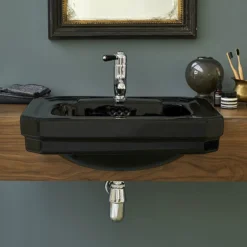 Burlington Jet Black 58cm Semi-Recessed Basin
