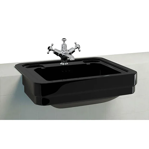 Burlington Jet Black 58cm Semi-Recessed Basin - Image 2