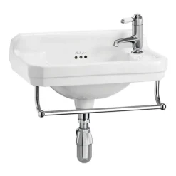 Burlington 51cm Cloakroom Basin With Towel Rail - 1 Tap Hole