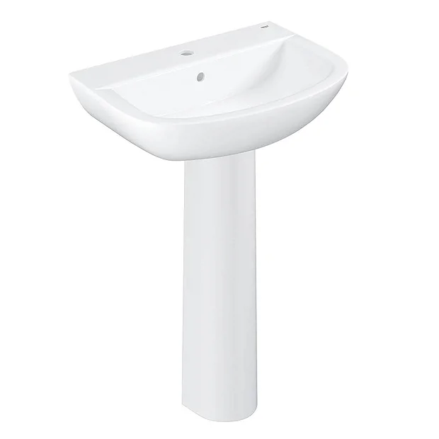 Grohe Bau 550mm 1TH Basin + Full Pedestal - Image 2