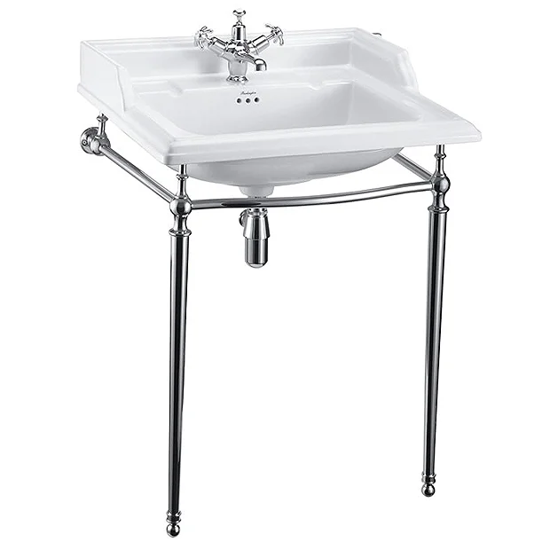 Burlington Classic 65cm Basin & Chrome Basin Stand - Various Tap Hole Options - Image 2