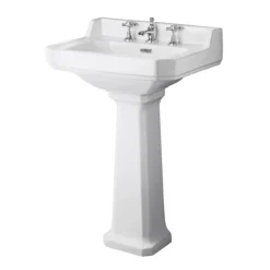 Old London Richmond 600mm Traditional 3TH Basin & Full Pedestal