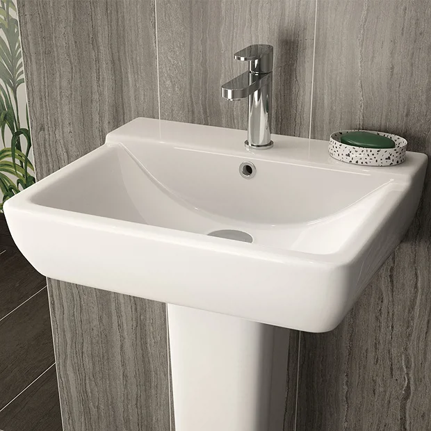 Hudson Reed Arlo 550mm 1TH Basin + Semi Pedestal - Image 3
