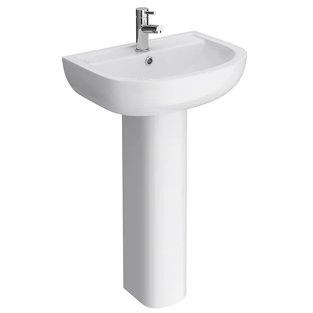 Cruze Basin With Full Pedestal (550mm Wide - 1 Tap Hole) - Image 2