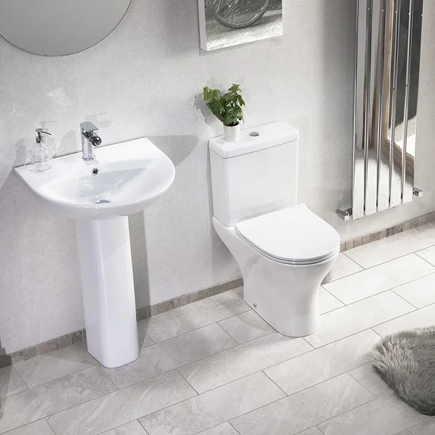 Eclipse Bathroom Basin + Full Pedestal (555mm Wide - 1 Tap Hole) - Image 4