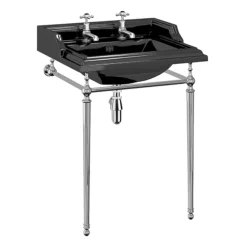 Burlington Jet Black Classic 65cm Basin & Chrome Wash Stand
