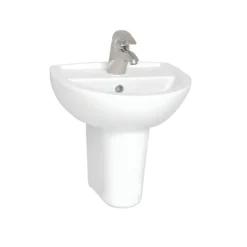 Vitra - Layton Cloakroom Basin And Half Pedestal - 2 Tap Hole