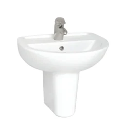 VitrA - Layton Basin And Half Pedestal - 1 Tap Hole - 3 Size Options