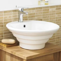Nuie Round Tiered 460mm Ceramic Counter Top Basin