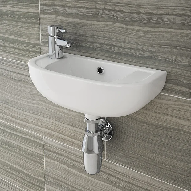 Nile Compact 455 X 205mmm Wall Hung Cloakroom Basin - Image 2