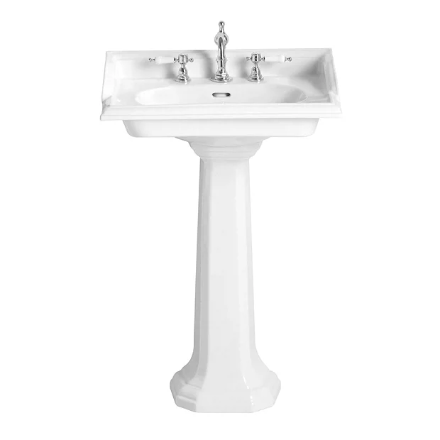 Heritage - Dorchester Square Basin & Pedestal - 2 Or 3 Tap Hole Options - Image 2