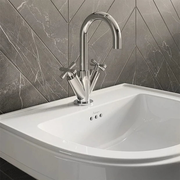 Burlington Riviera 650mm D-Shape Basin + Full Pedestal - Image 3
