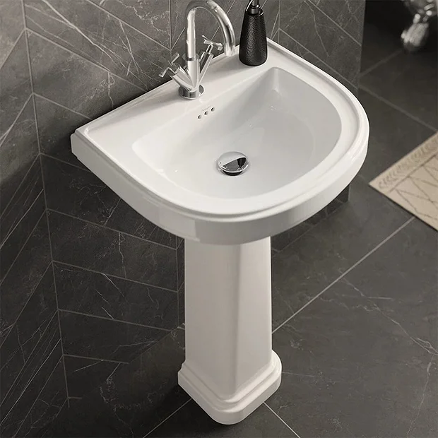 Burlington Riviera 650mm D-Shape Basin + Full Pedestal