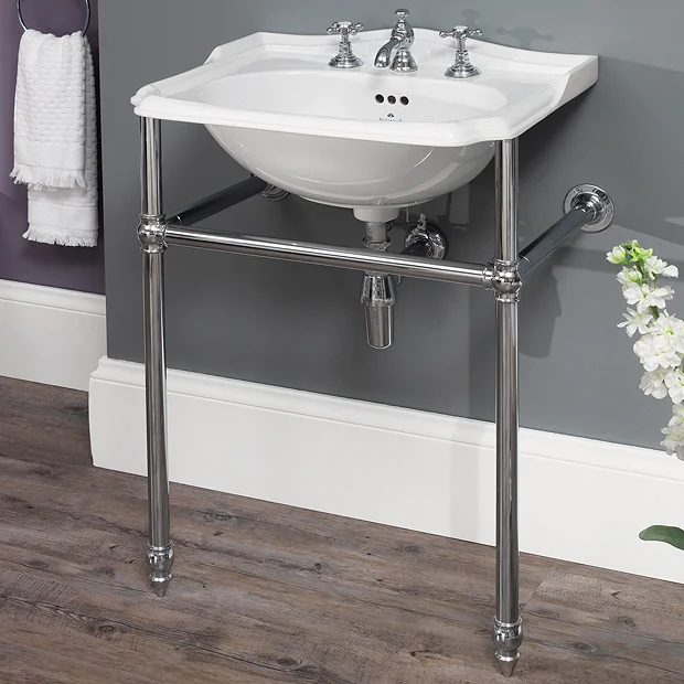 Silverdale Balasani 600mm Wide Basin With Chrome Stand - Image 2