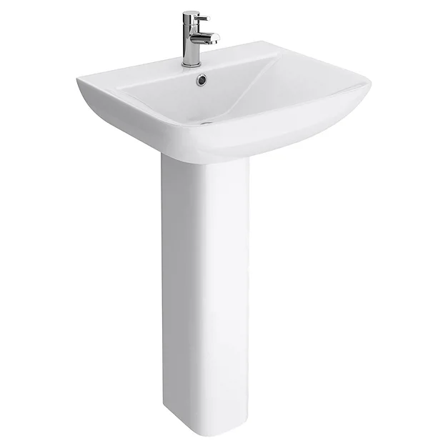 Toreno Square Basin 550mm Round 1 TH Basin + Full Pedestal - Image 2