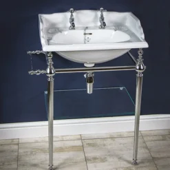 Silverdale Victorian 635mm Wide Basin With Chrome Stand