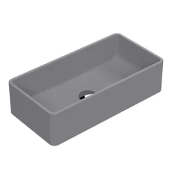 Venice Matt Grey Rectangular Counter Top Basin - 465 X 235mm