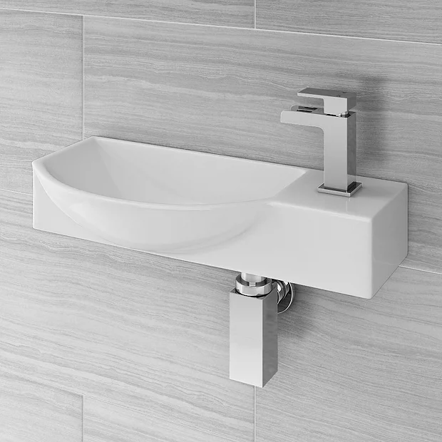 Valencia 500mm Mini Wall Hung Ceramic Basin - Image 2