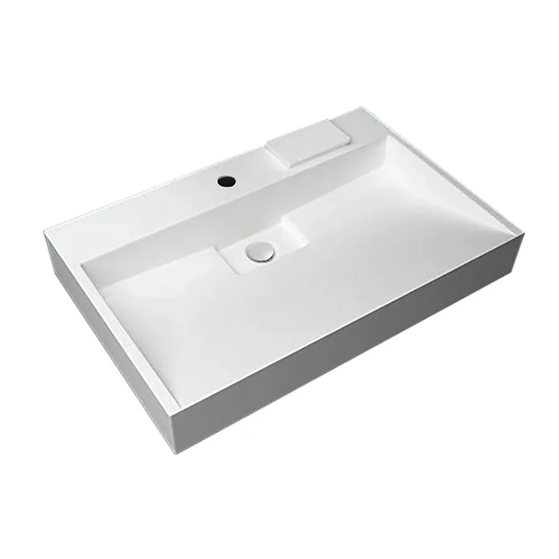 Arezzo 700mm Wall Mounted / Countertop Stone Resin Basin With Hidden Waste Cover - Image 3