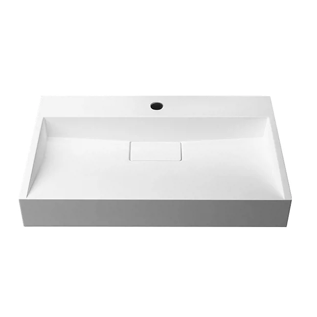 Arezzo 700mm Wall Mounted / Countertop Stone Resin Basin With Hidden Waste Cover - Image 4