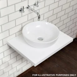 600 X 450mm White Shelf With Nouvelle Semi-Oval Basin